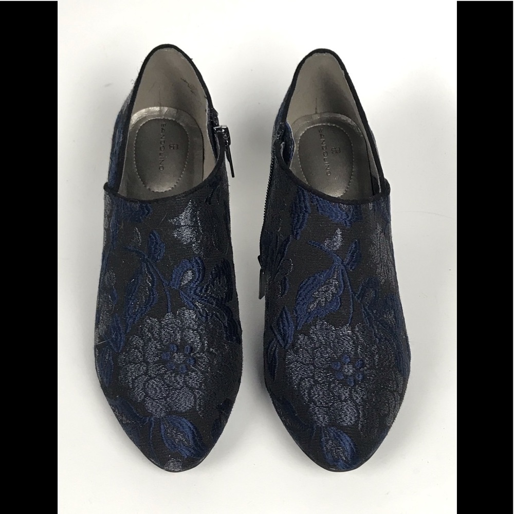 Bandolino Black & Blue Brocade Booties Sz 8.5 NEW